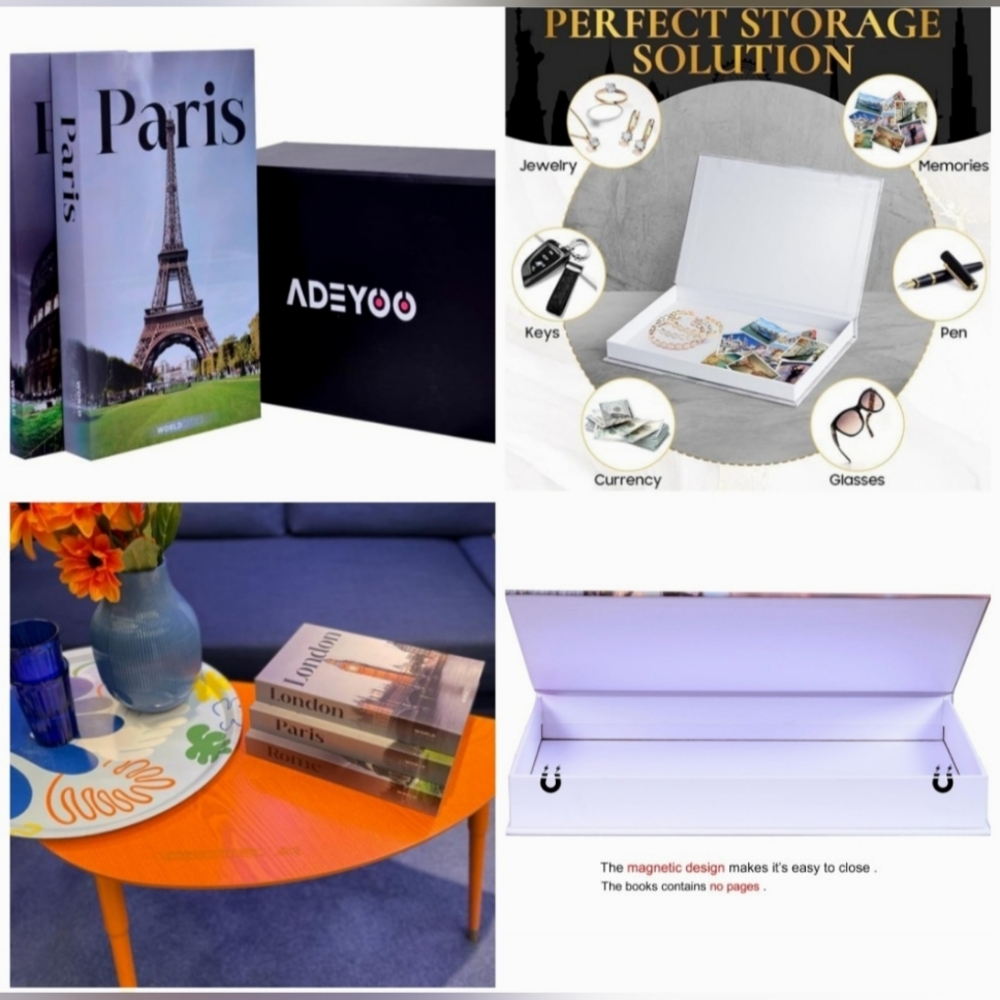 New 3 Decorative Fake Books Box Storage Coffee Table Decor Storage Home Staging